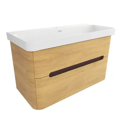 Kúpeľňový nábytok Kúpeľňová skrinka s umývadlom SAT Fusion 97,5x53x45 cm dub medový mat SATFUSION2100DMMW SATFUSION2100DMMW