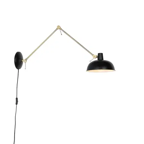 Nástenné osvetlenie Retro nástenná lampa čierna s bronzovou - Milou