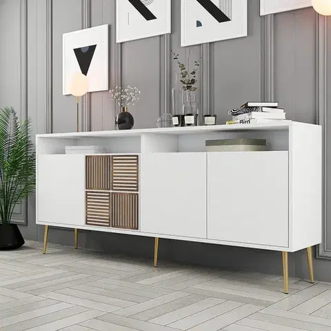Komody Konzolový stolík Milan - White, Gold
