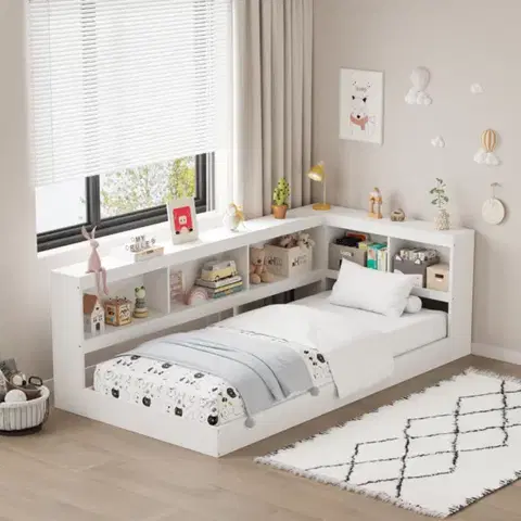 Jednolôžkové Posteľ s regálom TOSIA Tempo Kondela