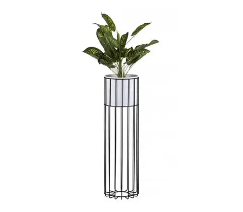 Stojany na kvetiny HowHomely Kovový kvetináč LOFT 70x20 cm čierna/biela HH-ML-01-BW