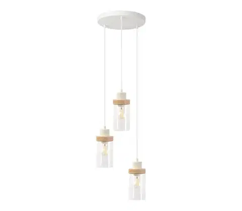 Svietidlá  Luster na lanku WOODNEST 3xE27/15W/230V borovica/krémová W-KD 1015/3 SAND+TR