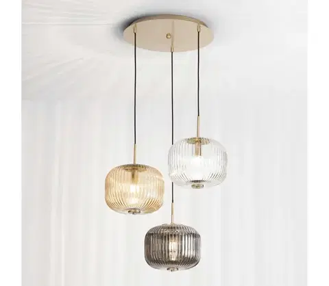 Svietidlá Ondaluce - Luster na lanku ODETTE 3xE14/10W/230V priem. 43 cm zlatá/dymová SO.ODETTE/COLORS