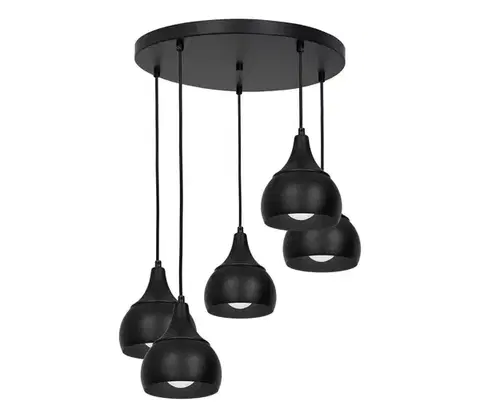 Svietidlá  Luster na lanku AKTAN 5xE27/60W/230V čierna guľatý 3377