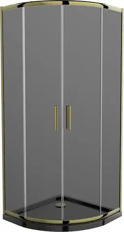 Vane MEXEN/S - Rio sprchovací kút štvrťkruh 90x90, grafit, zlatá + čierna vanička so sifónom 863-090-090-50-40-4170G