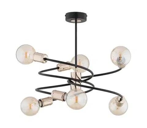Svietidlá  Luster na tyči DISCO 6xE27/60W/230V čierna/zlatá 63233