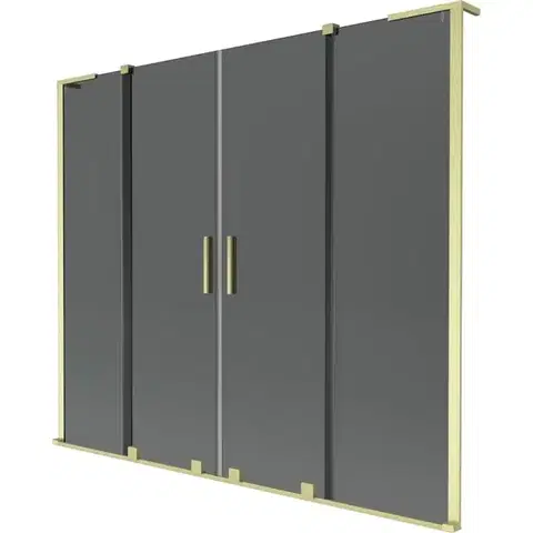 Sprchové dvere MEXEN/S - Velar L Duo dvojkrídlová posuvná vaňová zástena 170 x 150, grafit, zlatá kartáčovaná 896-170-003-42-55