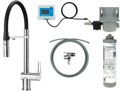 Kúpeľňové batérie DEANTE - Magnetic batéria kuchynská chróm, so sadou pre filtráciu vody, s elastickou hubicou; BRMF075M