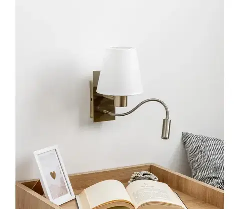 Svietidlá BRILAGI - LED Nástenná lampa NUBILA 1xE27/25W/230V + LED/3W mosadz/biela BG1557+BG1573