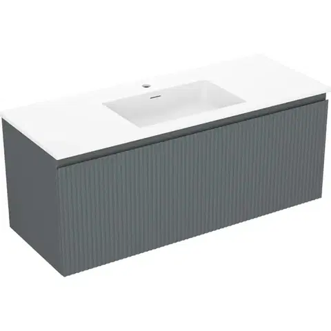 Kúpeľňový nábytok MEXEN/S - Rivel kúpeľňová skrinka 120 cm s umývadlom Otis, 1 šuplík, reliéf, grafit mat/biela mat - 91A20-12047-1-BF66-W18M0 91A20-12047-1-BF66-W18M01