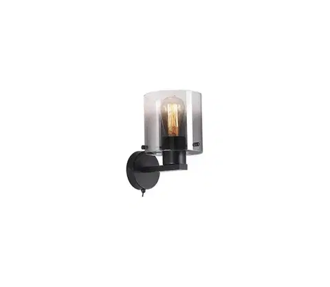 Svietidlá Searchlight 88912-1BK - Nástenné svietidlo SWEDEN 1xE27/60W/230V čierna/dymová 88912-1BK