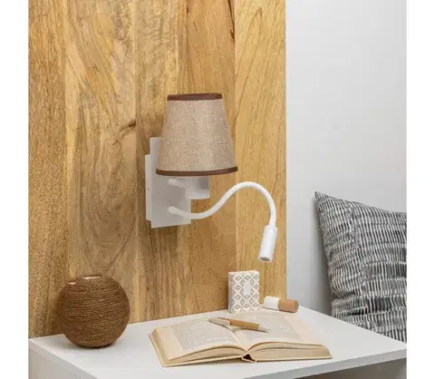 Svietidlá BRILAGI - LED Nástenná lampa NUBILA 1xE27/25W/230V + LED/3W biela/hnedá BG1559+BG1570