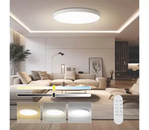 Svietidlá  NEO 07316L-LED stmievateľné stropné svietidlo SEMPLICI 128W/230V pr.100cm Wi-Fi Tuya biela + diaľkový ovládač (DO) 07316L