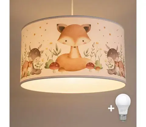 Svietidlá BRILAGI - LED detský luster na lanku BOBO 1xE27/60W/230V pr. 35 cm biela/zvieratká 8590828051381