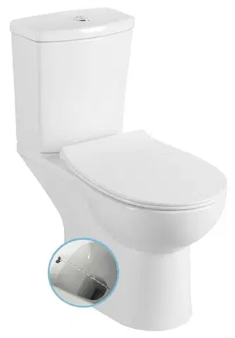 Záchody SAPHO - KAIRO CLEANWASH WC kombi s bidetovou sprškou, zadný odpad, splachovací mechanizmus PC106