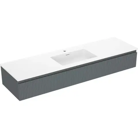 Kúpeľňový nábytok MEXEN/S - Rivel kúpeľňová skrinka 160 cm s umývadlom Otis, 1 šuplík, reliéf, grafit mat/biela mat - 91A20-16023-1-BF66-W18M0 91A20-16023-1-BF66-W18M01