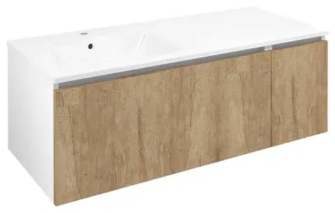 Kúpeľňový nábytok SAPHO - LOREA skrinka 120x46x51,5cm (90+30cm), ľavá, dub Alabama/biela matná LE090-2231-L-02