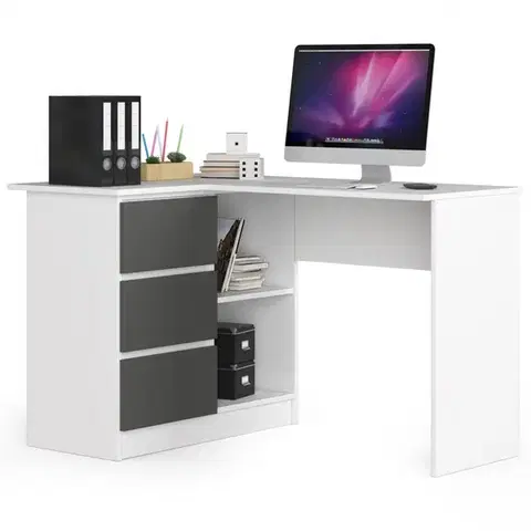 Písacie stoly Moderný písací stôl HERRA124L, biely / grafit