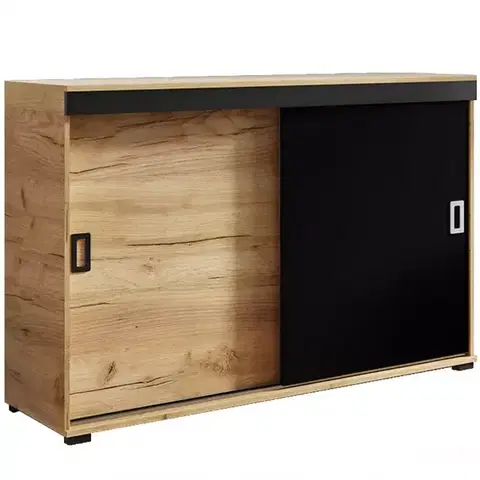 Komody do spálne Komoda Retro 120 Craft/Čierna + Rukoväte Biely I Čierna