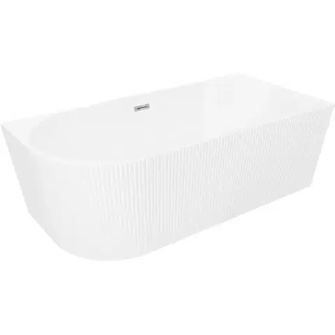 Vane MEXEN/S - Silo voľne stojaca rohová vaňa pravá reliéf 170 x 80, biela, sifón a prepad chróm 52891708000P-01