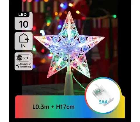 Vianočné dekorácie  B.V.  - LED RGBY Vianočná dekorácia 10xLED/3xAA hviezda B10303S6G