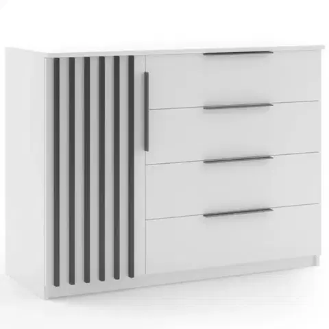 Komody Komoda Atena 120x89x48 Biely/Lamela čierna