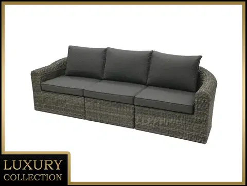 Záhradné stoličky a kreslá DEOKORK Ratanová lavica pre 3 osoby BORNEO LUXURY (sivá)