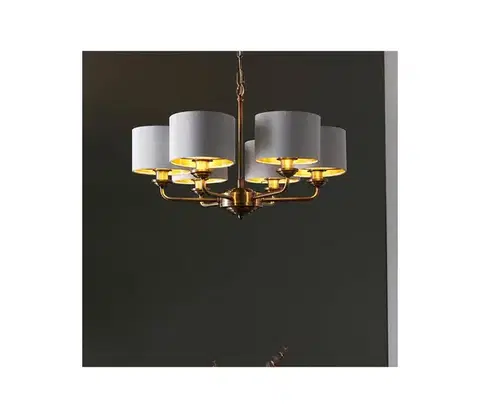 Svietidlá Endon 98936 - Luster na reťazi HIGHCLERE 6xE14/28W/230V biela/mosadz 98936