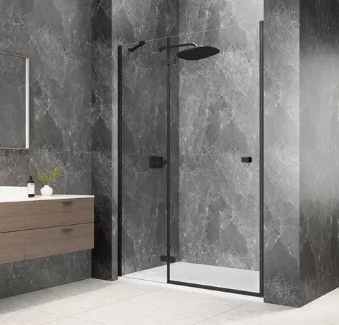 Sprchovacie kúty POLYSAN - GLOBE BLACK sprchové dvere do niky 1100, číre sklo, ľavá GB1011LB
