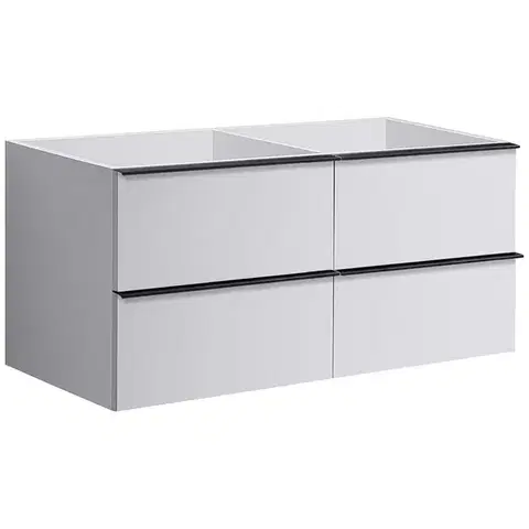 Kúpeľňový nábytok CERANO - Kúpeľňová skrinka pod umývadlo s úchytkou Velora - biela matná, čierna úchytka - 158x53x46,5 CER-664873