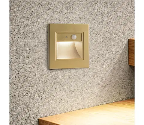 LED osvetlenie BRILAGI - LED Schodiskové svietidlo so senzorom STEP LIGHT LED/1,5W/230V IP44 zlaté BRI844