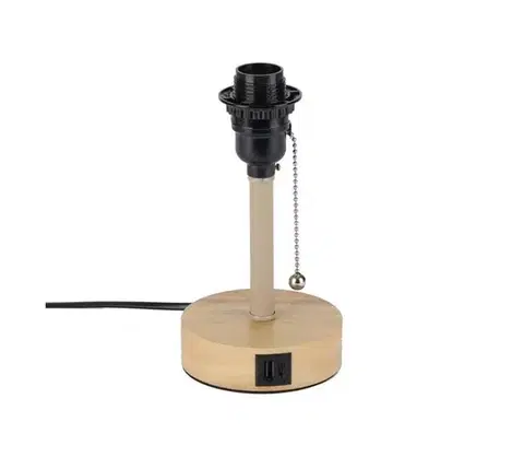 Lampy BRILAGI - Stolná lampa s USB portom TABLON 1xE27/25W/230V dub/béžová BRI598