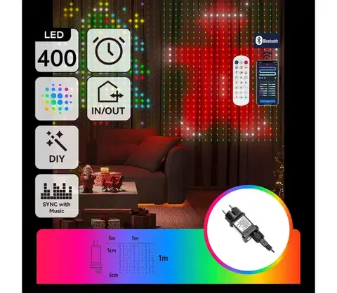 LED osvetlenie  B.V.  - Dekoratívna LED RGBY svetelná reťaz 400xLED/15W/230V 1x1m IP44 + DO S10302S6C