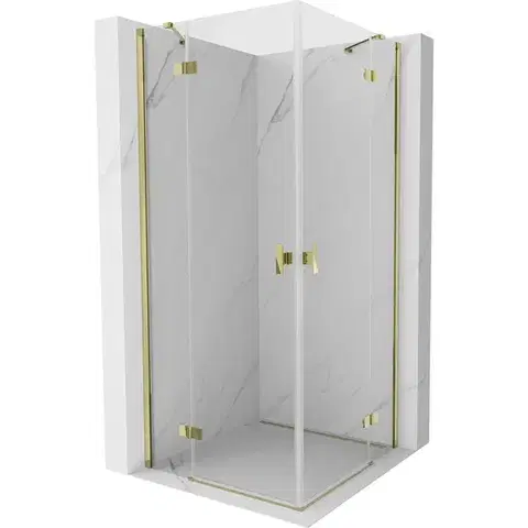 Sprchovacie kúty MEXEN/S - Mist H Duo sprchovací kút dvere krídlové 100 x 100, transparent, zlato 8A5-100L-100P-50-00