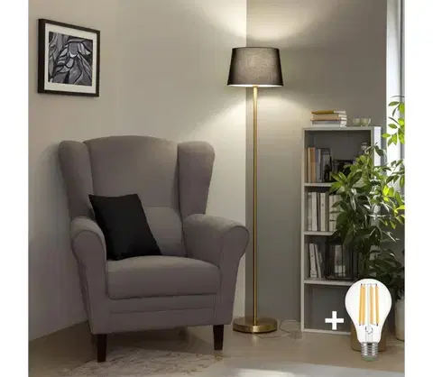 Lampy BRILAGI - LED stojacia lampa CERIA 1xE27/20W/230V Ø 30 cm čierna/zlatá SA2189+EG781038