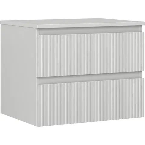 Kúpeľňový nábytok MEXEN/S - Rivel kúpeľňová skrinka pod umývadlo 60 cm s doskou, 2 zásuvky, reliéf, šedá mat 91A20-06047-2-BFFC62