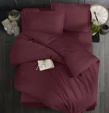 Obliečky Obliečky bavlnený satén exclusive Modern bordové 200x140cm+90x70cm TiaHome