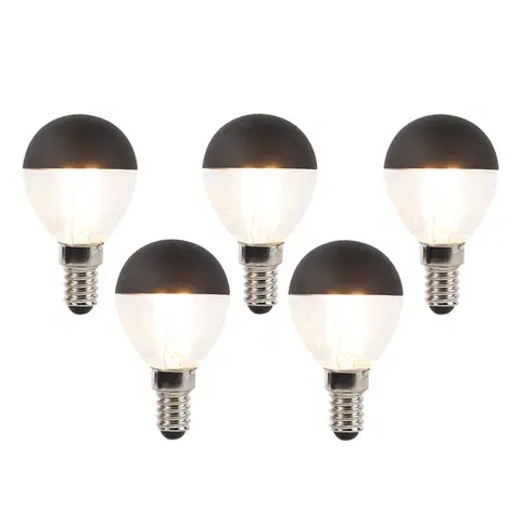 LED osvetlenie Sada 5 stmievateľných LED vláknových žiaroviek E14 P45 čierne 300lm 2700K