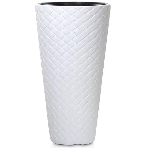 Kvetináče a truhlíky NABBI DPMT400 vysoký plastový kvetináč 40 cm biela