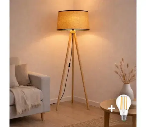 Lampy BRILAGI - LED stojacia lampa CERIA 1xE27/60W/230V pr. 50 cm béžová EG781084+AS0463