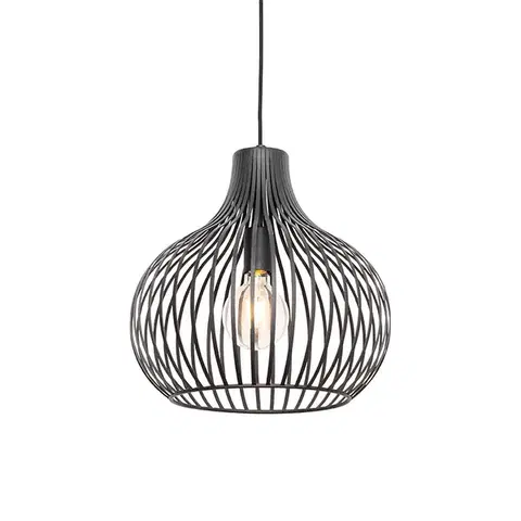 Závesné svietidlá Moderné závesné svietidlo čierne 38 cm - Saffira