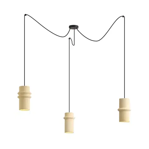 Závesné svietidlá Retro závesná lampa béžová 3-svetlá - Monti