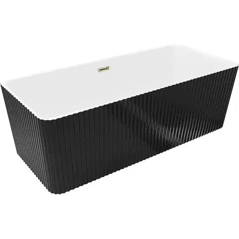 Vane MEXEN/S - Nila voľne stojaca vaňa reliéf 170 x 75, biela/čierna, sifón a prepad zlatá 52841708075-50