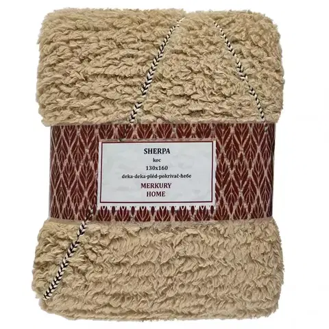 Ozdobné prikrývky Deka Sherpa 130x160 krémová Merkury Home