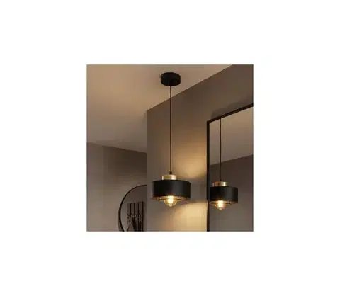 Svietidlá BRILAGI - Závesný luster na lanku SPRING 1xE27/60W/230V pr. 20 cm čierna/zlatá 77-001B