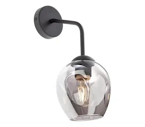 Svietidlá Redo 01-2618 - Nástenná lampa PIERCE 1xE27/42W/230V čierna/dymová 01-2618