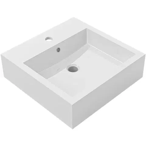 Umývadlá CERANO - Umývadlo z liateho mramoru Esme - s prepadom - biela lesklá - 45x45 CER-679471
