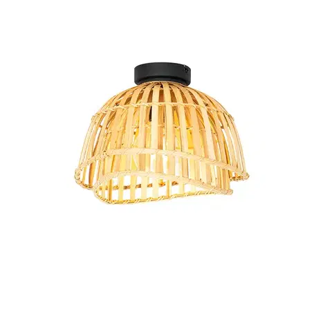 Stropné osvetlenie Orientálne stropné svietidlo čierne s prírodným bambusom 30 cm - Pua