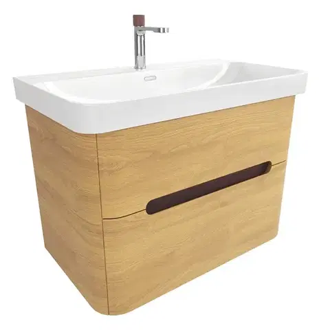 Kúpeľňový nábytok Kúpeľňová skrinka s umývadlom SAT Fusion 77,5x53x45 cm dub medový mat SATFUSION280DMUBA SATFUSION280DMUBA