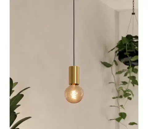 Svietidlá Eglo 900799 - Luster na lanku POZUETA 1xE27/40W/230V zlatá 900799